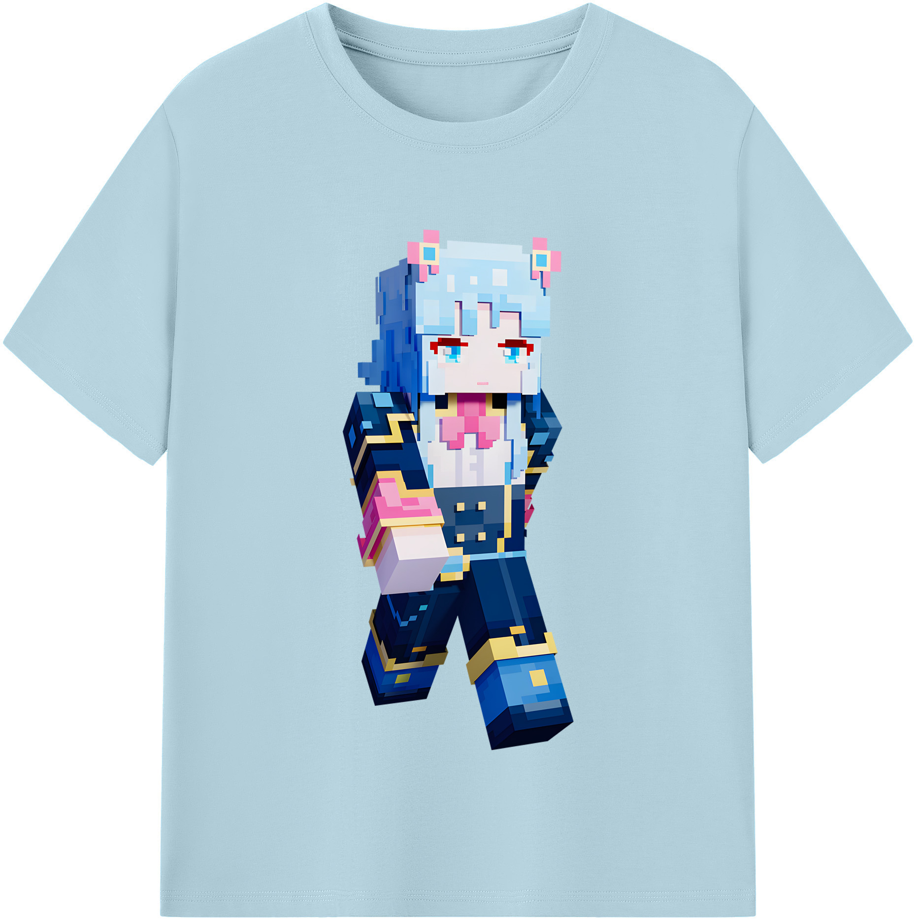（画像用） マインクラフト ブロックの世界 Minecraft MC Block world 綿100％半袖Tシャツ（フロントプリント）